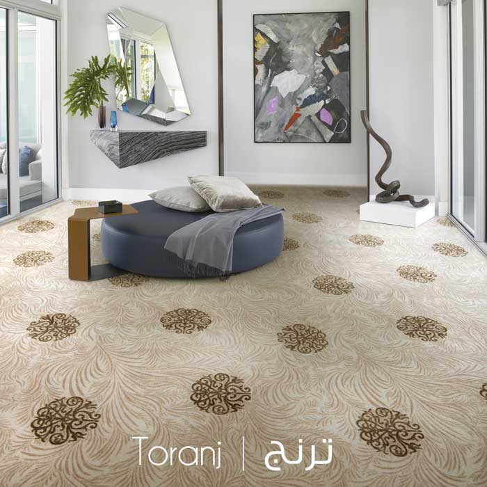 carpet-toranj-cover-decorasin نمونه اجرا موکت ظریف مصور طرح ترنج
